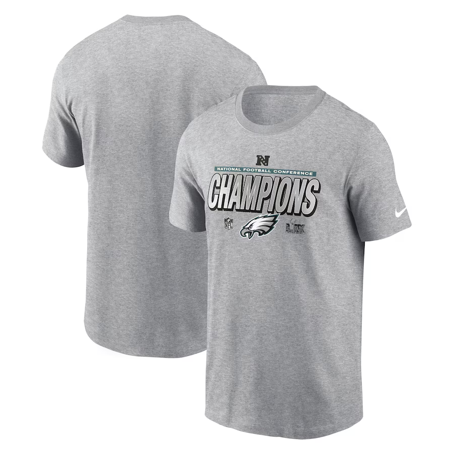 Men NFL Philadelphia Eagles grey 2025 long sleeve T shirts style 2